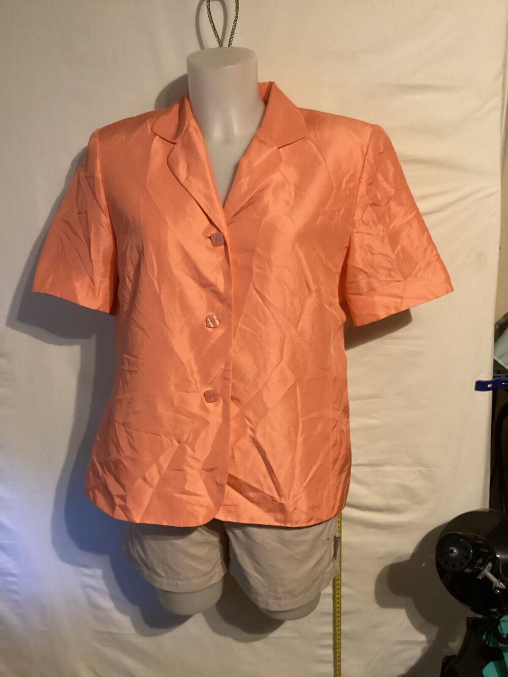 2200 TRAVIS AYERS Ladies Bright Orange Lined Jacket Blazer Shoulder Pads 12